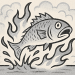 悶燒心已在沸騰；人在沸點上，真真難耐。 但就是有可惡的悶燒人把鮮活活的紅獅丟進滾燙燙的砂鍋，把鮮活活的馬友丟入冰凍箱，只為了觀看魚兒痛苦的蹦蹦跳跳。 殊不知悶燒之人實與那些魚兒沒兩樣，蹦跳永不歇止。 人之心不是滾燙就是冰凍。 然後悶——燒起來，灰燼永劫.......