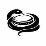 銅鑼燒的圓形與蛇的曲線構成一種微妙的平衡：誘惑與童趣、原罪與甜味在留白中彼此凝視。